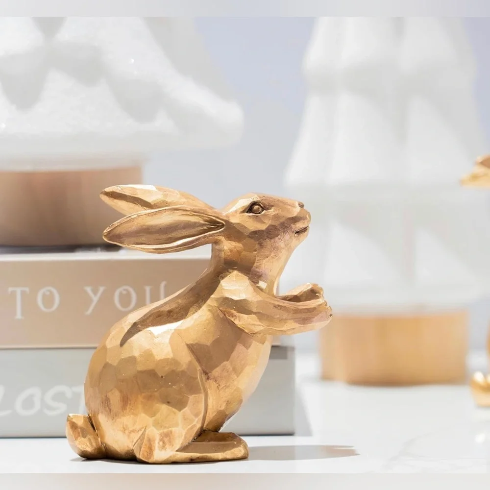 Accents | Nwt Resin Vintage Gold Bunny Decor Rabbit Figurines Small ...